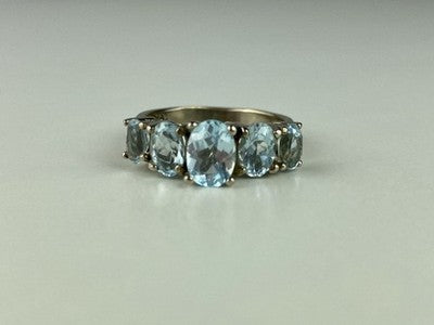 925 Sterling Silver Blue Spinel Ring Size 6.5