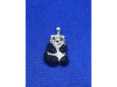 925 Sterling Silver Black & White CZ Panda Pendant