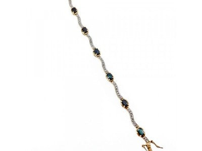 925 Sterling Silver Gold Plated Sapphires Bracelet