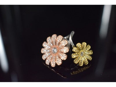 925 Sterling Silver CZ "Flowers" Ring Size 7.5