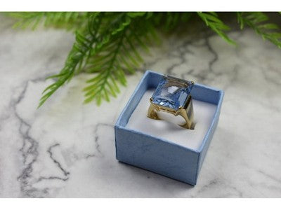925 Sterling Silver Gold Plated Iolite Ring Size 6.5