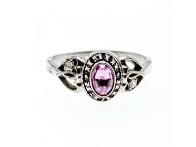 925 Sterling Silver Pink Topaz & Goshenite Ring Size 9.5