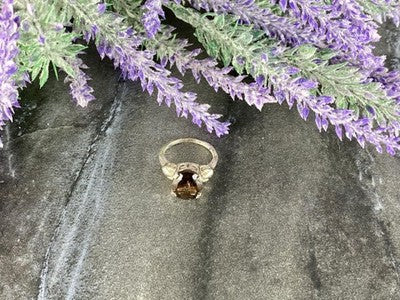925 Sterling Silver Hessonite Ring Size 6.5