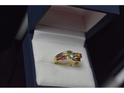 10K Yellow Gold Multi Gemstones Ring Size 6.5