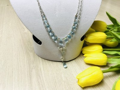 925 Sterling Silver Blue Jadeite Necklace
