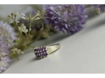 925 Sterling Silver Purple Tourmaline Ring Size 8.5