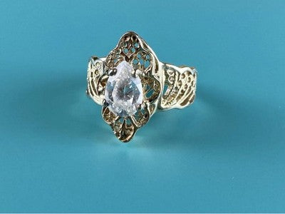 925 Sterling Silver White CZ Openwork Ring Size 6.5