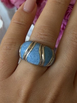 925 Sterling Silver Sodalite Ring Size 6.5