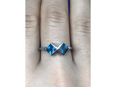 925 Sterling Silver Blue Jadeite Ring Size 8.5