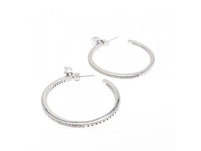 925 Sterling Silver CZ Hoop Earrings