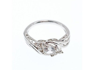 925 Sterling Silver White Topaz Ring Size 7