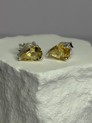 925 Sterling Silver Citrine Earrings Length 0.4 Inch