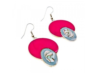 925 Sterling Silver Haliotis & Enamel Earrings