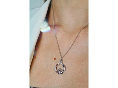 925 Sterling Silver Alexandrite, Rubellite & Sapphire Chain With Pendant