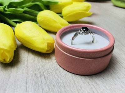 925 Sterling Silver Black Spinel Ring Size 7