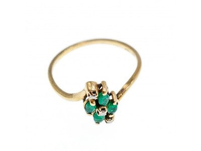 10K Yellow Gold Emerald & Diamonds Ring Size 6.75