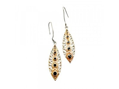 Vintage 925 Sterling Silver Black Agate Earrings