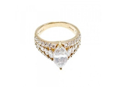 925 Sterling Silver Gold Plated CZ Ring Size 6.5