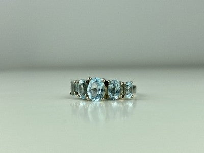 925 Sterling Silver Blue Spinel Ring Size 6.5