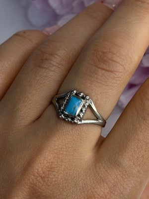 925 Sterling Silver Turquoise Ring Size 7.5