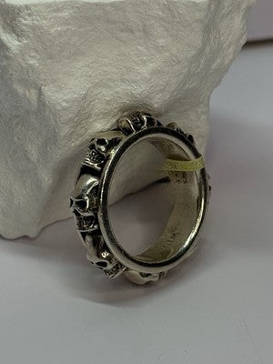 925 Sterling Silver Skull Custom Ring Size 10.5