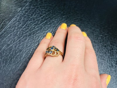 Gold Plated Ring With Dark Blue CZ Size 6.5