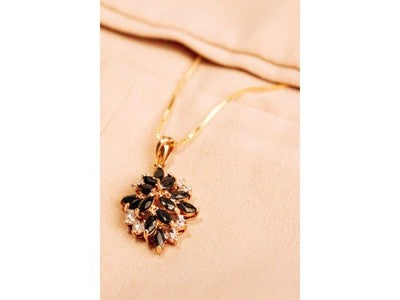 925 Sterling Silver Gold Plated Sappfires "Flower" Chain With Pendant