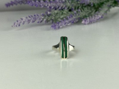 925 Sterling Silver Malachite Ring Size 5.5
