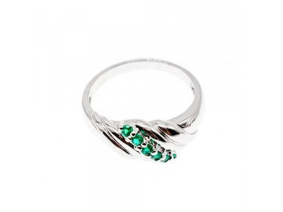 925 Sterling Silver Green CZ Ring Size 10.5