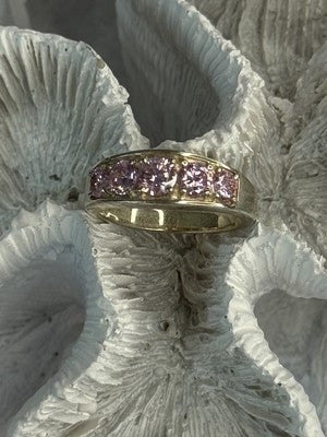 925 Sterling Silver Pink CZ Ring Size 9