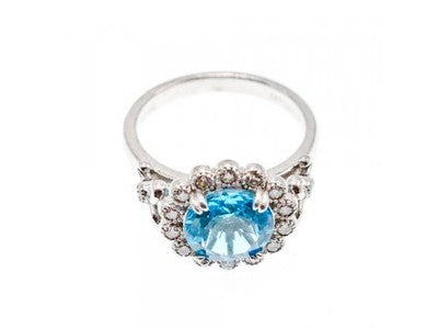 925 Sterling Silver CZ "Flower" Ring Size 10