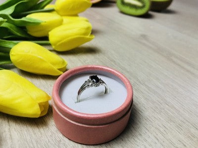 925 Sterling Silver Black Spinel Ring Size 7