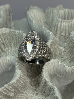 Shiny 925 Sterling Silver CZ Ring Size 6