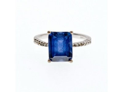 925 Sterling Silver Sapphire Ring Size 8