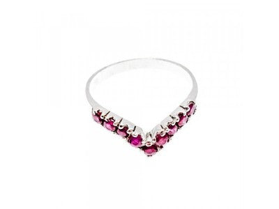 925 Sterling Silver Pink Topaz Ring Size 8
