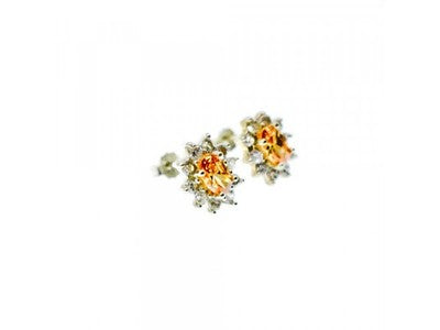 925 Sterling Silver Citrine & CZ "Spring Flowers" Earrings