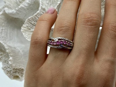 925 Sterling Silver Pink Spinel Ring Size 7.25