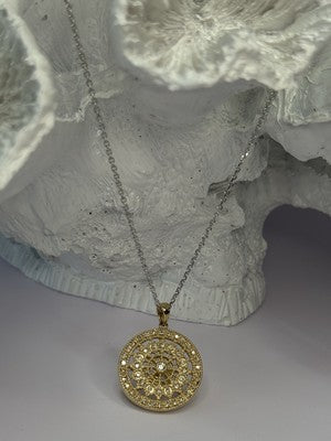 14K YELLOW WHITE GOLD DIAMOND 0.7 CARAT NECKLACE LENGTH 18 INCH
