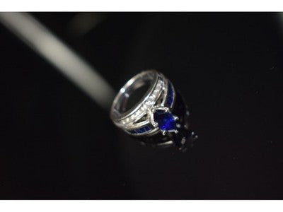 925 Sterling Silver London Blue & White Topaz Ring Size 6.5