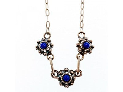 Vintage 925 Sterling Silver Blue Agate Necklace 17.7 in