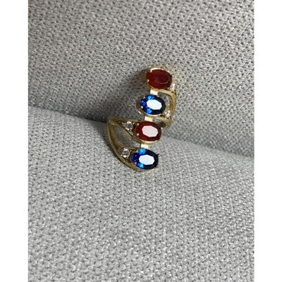 925 Sterling Silver Gold Plated Alpanite & CZ Ring Size 6.5