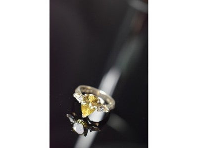 925 Sterling Silver Yellow CZ Ring Size 10.5