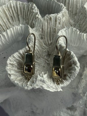 925 Sterling Silver With Gold Plated Part Earrings Length 1 Inch