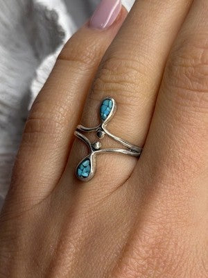 925 Sterling Silver Turquoise Ring Size 6.5