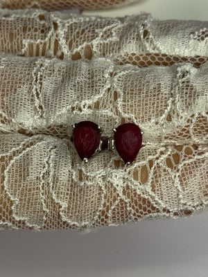 925 Sterling Silver Ruby Earrings Length 0.37 Inch