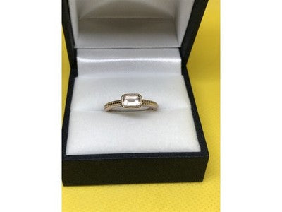 925 Sterling Silver Rose Gold Plated CZ Ring Size 6.5