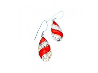 Vintage 925 Sterling Silver Red Jasper Earrings
