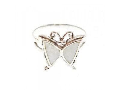 925 Sterling Silver Mother Of Pearl "Butterfly" Ring Size 8.5