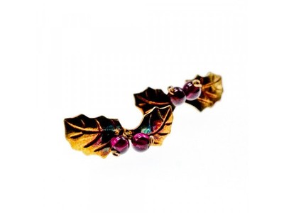 925 Sterling Silver Gold Plated Agate "Foliage" Earrings