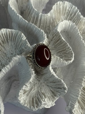 Vintage 925 Sterling Silver Agate Ring Size 8
